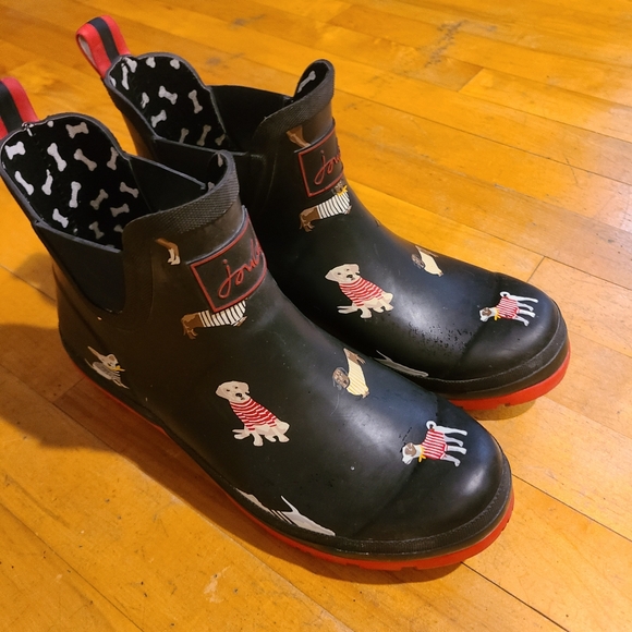 Joules Black and Red Rain & Snow Boots - Picture 3 of 7